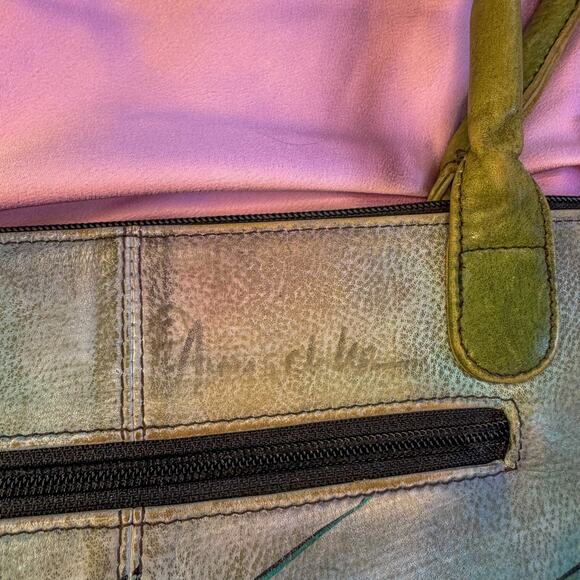 Rare ANUSCHKA Hand-Painted Genuine Leather Shoulder Japanese Geisha Art-to-Wear - Picture 8 of 8